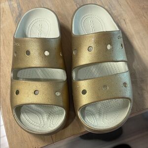 CROCS Metallic Gold Slide Sandals